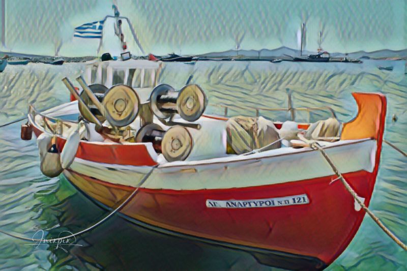 Greek Fishing Boat Artistically Rendered