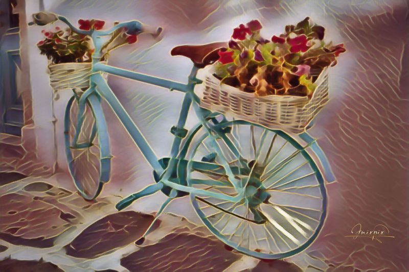 Greece Funky Bicycle Artistically Rendered